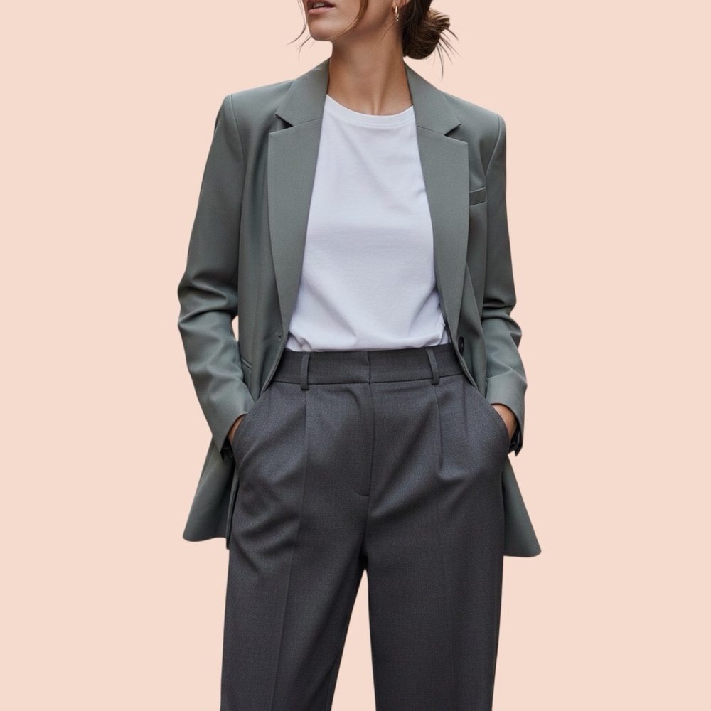 Commense Blazer Light Gray‎ Sz Small One Button